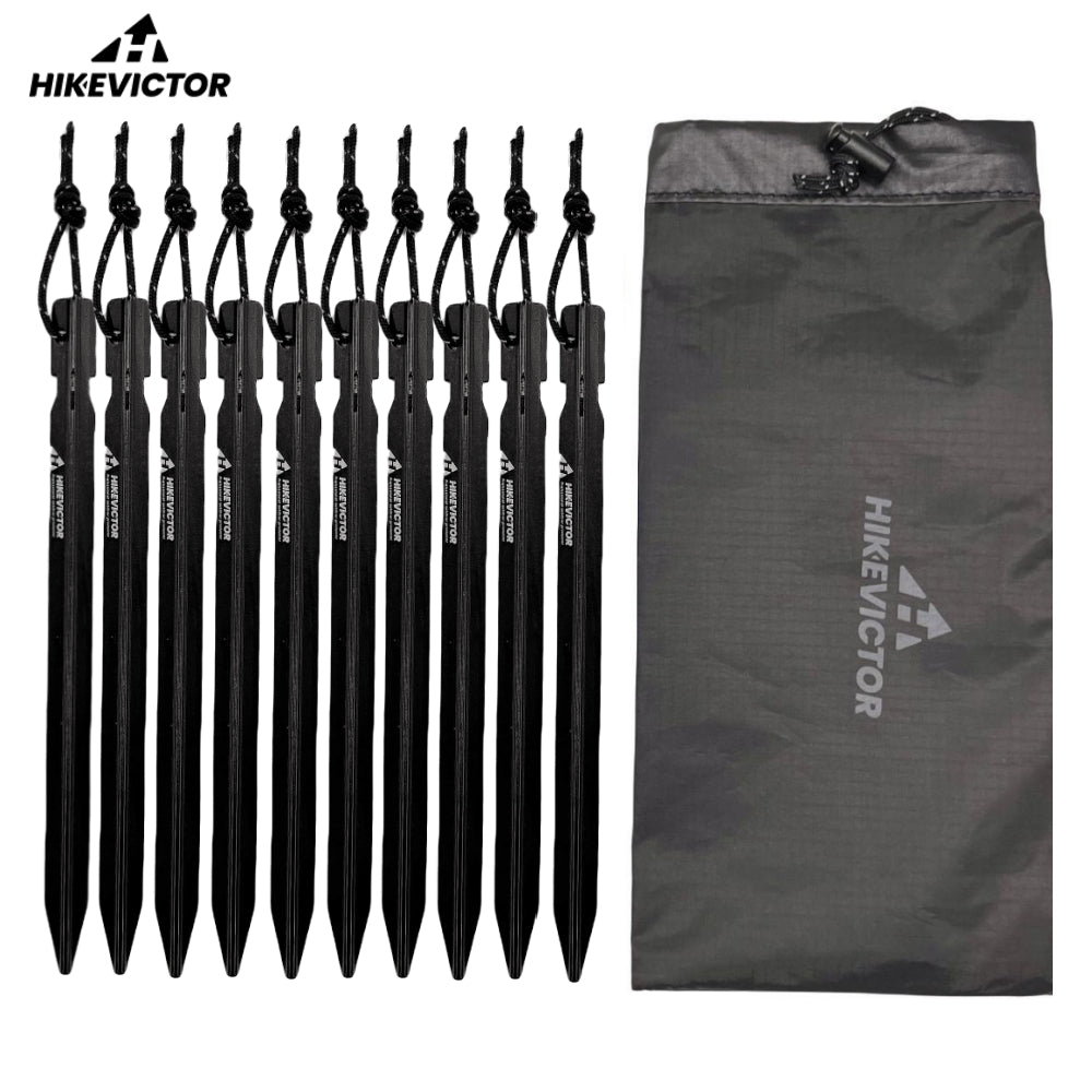 HikeVictor 10Pcs/Lot 18cm Aluminum AlloyTent Pegs Camping Tent Accessories Hammer Wind Rope Tent Nail Storage Cover Case Travel