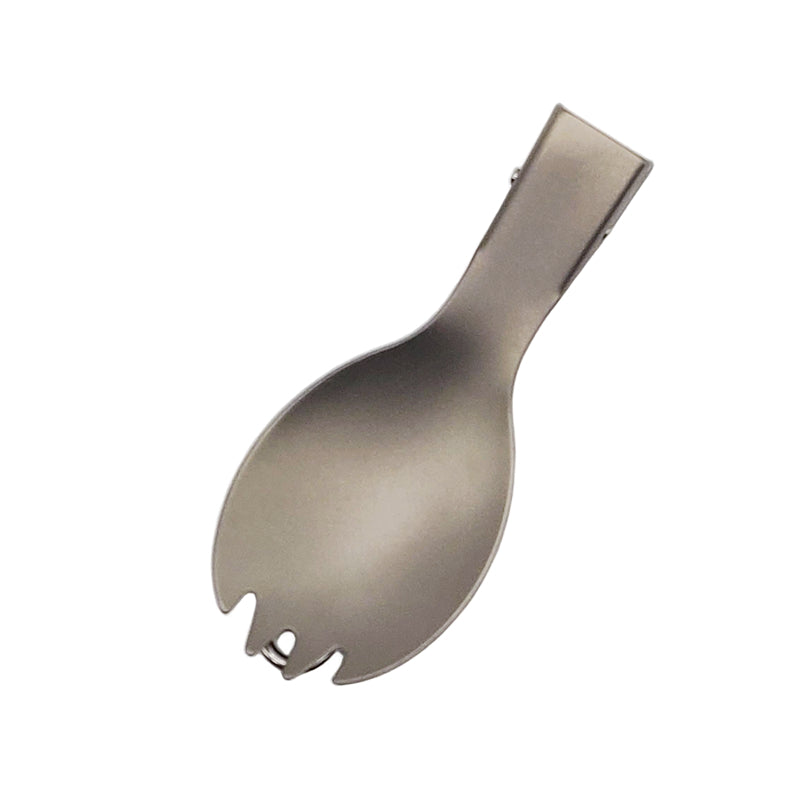 HikeVictor Titanium Outdoor Folding Spoon Spork Hiking Picnic Tableware Lightweight Cookware For Camping