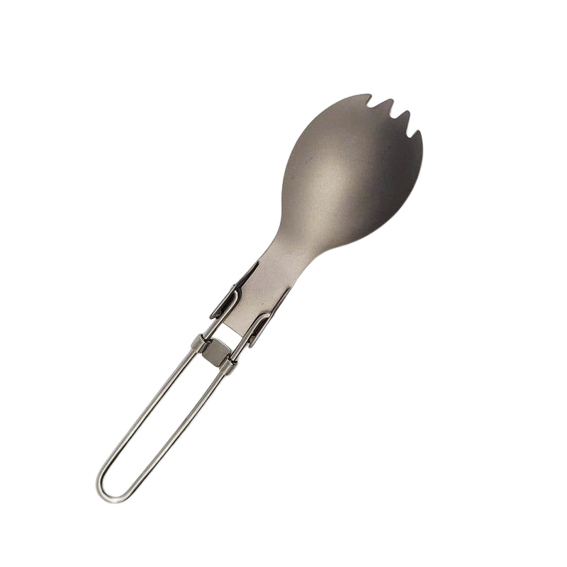 HikeVictor Titanium Outdoor Folding Spoon Spork Hiking Picnic Tableware Lightweight Cookware For Camping