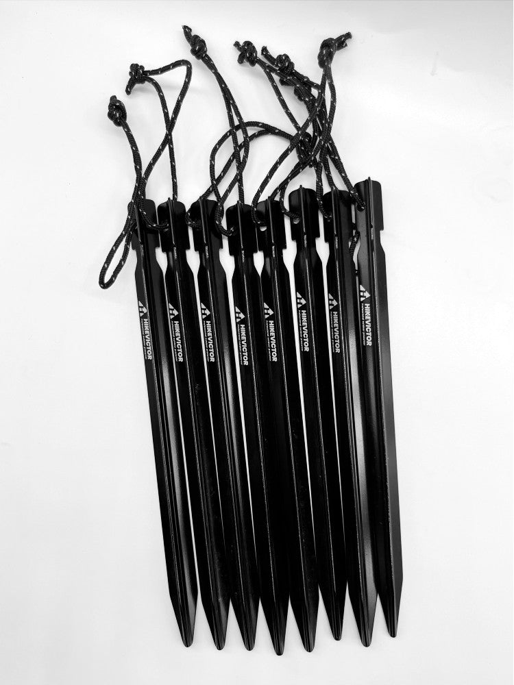 HikeVictor 10Pcs/Lot 18cm Aluminum AlloyTent Pegs Camping Tent Accessories Hammer Wind Rope Tent Nail Storage Cover Case Travel
