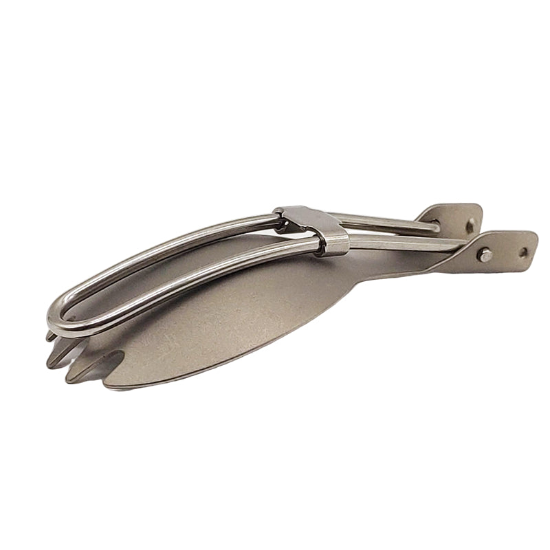HikeVictor Titanium Outdoor Folding Spoon Spork Hiking Picnic Tableware Lightweight Cookware For Camping